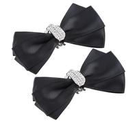 ifundom Boucles de Chaussures Amovibles Nœud en Tissu et Cristaux Clips Décoratifs pour Talons Hauts Noirs Paire de Breloques pour Mariage et Cérémonie Accessoires Féminins Élégants
