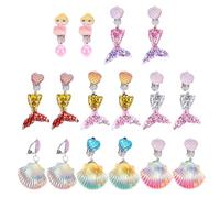 ifundom Boucles D'oreilles à Clip pour Filles, 8 Paires, Motif Princesse Cartoon, Couleurs Dégradées Océan, Accessoires Bijoux Garçon et Filles, Présent Anniversaire Fête Style Aléatoire