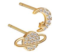 ifundom Boucles D'oreilles Asymétriques Planète et Lune pour Femmes, Puces en Cuivre Léger, Design Original Fantaisie, Bijoux Stylés pour Fêtes et Usage Quotidien