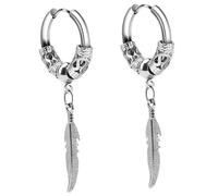 ifundom Boucles D'oreilles Créoles en Acier Inoxydable, Petits Cerceaux Pendants Feuille Dragon, Bijoux Minimalistes pour Femmes et Hommes, Usage Quotidien, Style Medium