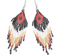 ifundom Boucles D'oreilles Pendantes à Franges Perlées Bohème pour Femmes, Perles Colorées Légères, Bijoux Ethniques Longs Pompons, Accessoire Mode Décontractée, (2ème Couleur