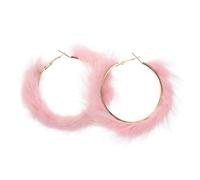 ifundom Boucles D'oreilles Pendantes Cercle en Peluche de Rose, Bijoux Féminins Élégants, Accessoires Mode pour Sorties et Occasions Spéciales, Paire Unique