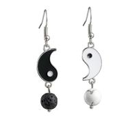 ifundom Boucles D'oreilles Pendantes Yin Yang Taiji en Alliage Léger Noir et Blanc pour Femmes, Style Minimaliste, Bijoux D'oreilles Longs, Usage Quotidien et Soirées, Taille Standard