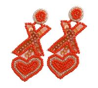 ifundom Boucles Oreilles Pendantes de Cœur Perlées Chic et Légères pour Femmes et Filles en Rouge pour Saint-valentin