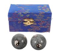 ifundom Boules de Baoding Chinoises Tai Chi 42 MM en Métal Émaillé Gris Petites Balles de Massage pour Mains et Doigts Paire Anti-Stress Portative Bureau Voyage et Rééducation