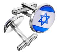 ifundom Boutons de Manchette pour Homme en Alliage de Zinc Motif Drapeau Israélien 1 Paire pour Chemise à Poignets Français Accessoires Costume Formels Décoration Élégante et