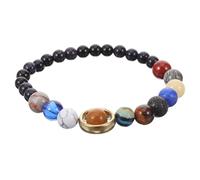 ifundom Bracelet à Perles du Système Solaire pour Couple, 14 Perles Colorées Bleu Mat et Multicolore, Chaîne Réglable, Bijou Cosmique pour Femmes et Hommes, Accessoire Quotidien
