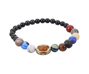 ifundom Bracelet à Perles du Système Solaire pour Couple, 14 Perles Colorées Bleu Mat et Multicolore, Chaîne Réglable, Bijou Cosmique pour Femmes et Hommes, Accessoire Quotidien