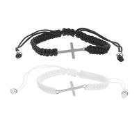 ifundom Bracelet D’amitié Tressé Fait Main pour Filles, Paire Réglable Breloque Croix, Cordon Coton, Bijou Amical pour Présent Anniversaire, Style Bohème