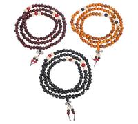 ifundom Bracelet en Bois Multi-Cercles 108 Perles - Lot de 3 Bracelets Nœud Tibétain - Bijou Artisanal pour Prière et Accessoire Féminin Quotidien