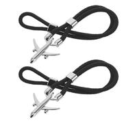 ifundom Bracelet Homme Corde Avion Tressée Noir, Bijou de Poignet Masculin, Fermoir Boucle Avion Ajustable, Présents Voyageurs et Pilotes, Lot 2 Pièces