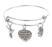 ifundom Bracelet Manchette en Acier Inoxydable Étiquette Gravée « Fly With Angels » Bijou de Poignet Délicat pour Femme Présent Personnalisé Élégant et Solide Décoration de Bracelet