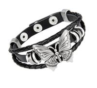 ifundom Bracelet Manchette Gothique Punk Unisexe en Cuir Tressé Noir, Accessoire Rock pour Poignet, Design Multicouche Ajustable Style Biker, Bijou Homme Femme pour Fête et Concert