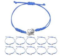 ifundom Bracelet Tressé Fait Main Bleu Saison de Football Ajustement Réglable, Esprit d'Équipe et Cordon en Alliage, Pack de 12 pour Femmes et Amis