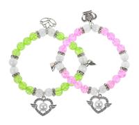 ifundom Bracelets de Couple en Perles de Verre Élastiques Assortis pour Couples 1 Paire Style Aimant Cœur Couleur Mixte Présent pour Amitié et Occasions Spéciales