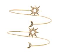 ifundom Bracelets Manchettes Soleil et Lune en Métal Doré Diamants, Lot de 2 Bijoux de Bras Haut du Bras pour Présent Femme