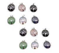 ifundom Breloques Pendentifs Cristal Naturel Arbre de Vie 12 Pièces Mix Couleur pour Loisirs Créatifs Bijoux DIY Femme Usage Quotidien Fête Anniversaire Couleur Aléatoire