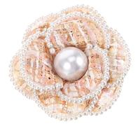 ifundom Broche Camélia Perle Simulée Vintage Tissu Épingle à Revers Femme Paquet à Dos Chapeau Costume Beige Délicate Taille Unique