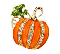 ifundom Broche Citrouille D'halloween à Cristaux Étincelants, Émail Protecteur, Taille Moyenne, Broche Végétale Décorative Légère pour Gilet, Pull et Paquet, Accessoire Femme pour Fêtes