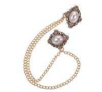 ifundom Broche de Costume pour Homme, Épingle Vintage Chaîne Dorée et Perles, pour Chemise, Col et Châle Lors d'Événements Formels ou Sorties