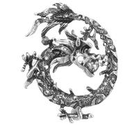 ifundom Broche Dragon Chinois Vintage en Alliage Épingle à Vêtements pour Hommes Style Animalier Rétro Finition Argenté Ancien Accessoire Décoratif pour Vestes et Paquet Présent