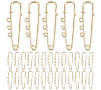 ifundom Broches de Sûreté 50 Pcs 50 Mm en Alliage Doré avec Triple Trou, Épingles de Fixation pour Couture, Création de Bijoux et Accessoires DIY, Épingles à Tissu Robustes pour Travaux
