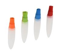 ifundom Brosse à Huile Silicone 4 Pièces Multifonction pour Barbecue Cuisine, Brosse à Bouteille à Queue Pointue, Assortiment Couleurs Orange Bleu Vert Rouge, Outil Cuisson Gril