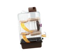 ifundom Cage pour Hamster à Trois Niveaux Dimensions Maison Portable pour Petits Animaux Couleur Café avec Abreuvoir Étanche