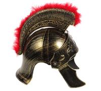 ifundom Casque de Guerrier Adulte Rouge Plumage Doré Casque Romain Vintage Léger pour Costume Romain et Cosplay Homme Accessoire Médiéval pour Carnaval Halloween et Séances Photo