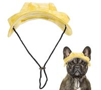 ifundom Casquettes de Soleil pour Chiens Bob en Coton Jaune, Chapeaux pour Animaux de Compagnie avec Oreilles dégagées, Protection Solaire, pour activités en extérieur et été