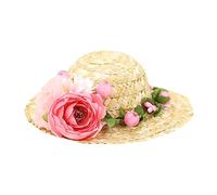 ifundom Chapeau en Paille Tressée pour Chien Petit, Chapeau pour Animaux De Compagnie à Fleurs, Taille S, Accessoire Photo Estival, Adapté Aux Fêtes Et Bal Masqué