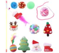 ifundom Chat de Noël Interactif, Lot de Set, Tissu et Plastique | Thème Festif, pour Chatons et Chats Domestiques, Usage Intérieur, Objet Décoratif à Insérer un Vase