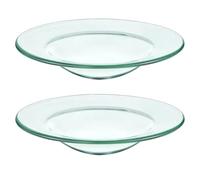 ifundom Chauffe-Cire en Verre Rond 12 Cm 2 Pièces pour Diffuser Huiles Essentielles, Plateau Réutilisable pour Chambres et Artisanat