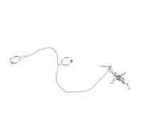 ifundom Clip D’oreille Unisexe en Alliage Argenté Croix Gothique, Boucle D’oreille Monobloc sans Trou, Décoration Créative pour Usage Quotidien et Événements Festifs, Accessoire Oreille