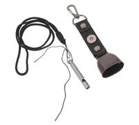 ifundom Clochette Anti-Ours Bruyante Noire avec Sifflet de Survie Gris et Dragonne PU, Kit Sécurité Randonnée, Camping et Alpinisme, Accessoires Solide pour Protection Extérieure