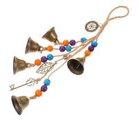 ifundom Clochette de Sorcière Suspendue en Fer et Bois Perles de Cœur et Étoile pour Décoration de Porte D'entrée Patio, Facile à Accrocher, Apporte Calme et Relaxation
