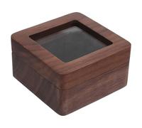 ifundom Coffret de Présentation en Bois Foncé avec Fenêtre Transparente, Boîte de Rangement pour Pièces de Monnaie 6,8 Cm, Intérieur en Mousse Protectrice, Vitrine Compacte