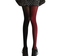ifundom Collant Bicolore Femme Rouge Et Noir Bas Tendance À Épissure Gauche/Droite Taille Unique Mode Élasticité Pour Fête Et Usage Quotidien
