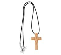 ifundom Collier Croix en Bois Fait Main Unisexe Pendentif Croix Chrétienne en Bois D'olivier Sculpté Accessoire Spirituel Léger pour Hommes et Femmes pour Église et Baptême