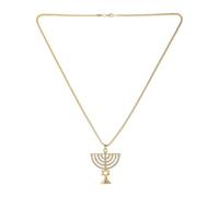 ifundom Collier de Hanoukka Collier avec étoile de David en strass - Bijou de Hanoukka - Cadeau religieux unisexe