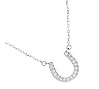 ifundom Collier Fer à Cheval U Argenté en Alliage Orné de Cristaux | Chaîne U Courte, Fermoir Sécurisé, Style Moderne Minimaliste, Accessoire Quotidien pour Dames
