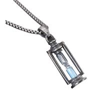 ifundom Collier Homme Sablier Vintage en Acier Titane Pendentif Sablier Rétro et Chaîne Perles Carrées 3Mm X 60Cm Bijou Masculin pour Usage Quotidien