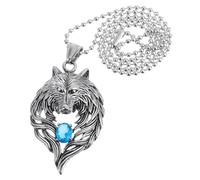 ifundom Collier Loup Homme en Acier Inoxydable Pendentif Tête de Loup Robuste Bijou Européen pour Soirées et Fêtes Ornement Masculin Résistant à L’Usure Décoration Unique