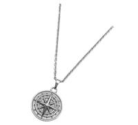 ifundom Collier Pendentif Boussole en Acier Inoxydable, Collier Ras du Cou Punk Unisexe, Chaîne Clavicule Vintage, Bijou de Cou Hip-hop, Décoration Mode Hommes et Femmes