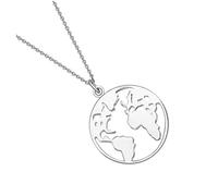 ifundom Collier Pendentif Carte du Monde en Alliage Créatif, Bijou de Voyage Féminin, Usage Quotidien et Fêtes, Finition Résistante à L'usure, Style Ajouré Délicat