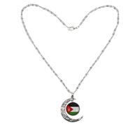 ifundom Collier Pendentif Drapeau Palestine Élégant avec Lune Creuse Bijou Homme et Femme Souvenir Petit et Raffiné pour Cadeau Quotidien