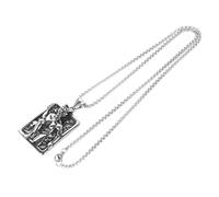 ifundom Collier Pendentif Maléfique Design Unisexe Solide en Acier Inoxydable Argenté avec Zircone Style Hiphop Gothique pour Protection et Mode
