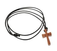 ifundom Collier Pendentif Religieux Croix en Bois Naturel pour Hommes et Femmes Collier Croix Catholique Ajustable Cordon pour Rétroviseur Bijou Couple Écologique et Polyvalent