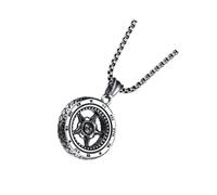 ifundom Collier Pendentif Roue pour Homme Style Punk Métal Inoxydable Chaîne Robuste Accessoire Mode Homme Anniversaire Fête 45 Cm Vintage