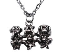 ifundom Collier Pendentif Singe pour Femme en Métal Hypoallergénique Design Trois Singes Ne Rien voir Ne Rien Entendre Accessoire Inspirant et Élégant pour Usage Quotidien et Occasions